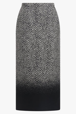 GIVENCHY RTW Ombre Gradient Midi Skirt | Black|White