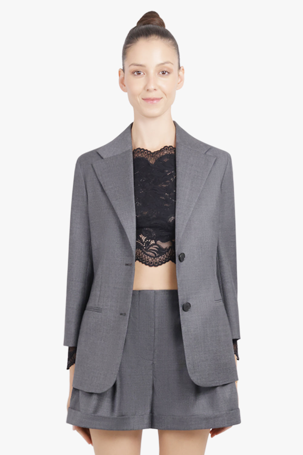 GIVENCHY RTW Structured Double Breasted Jacket | Grey Mix