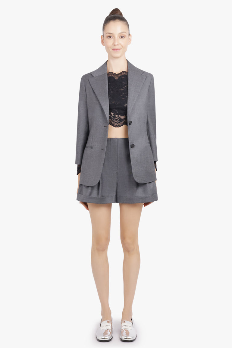 GIVENCHY RTW Pleated Elastic Waist Shorts | Grey Mix