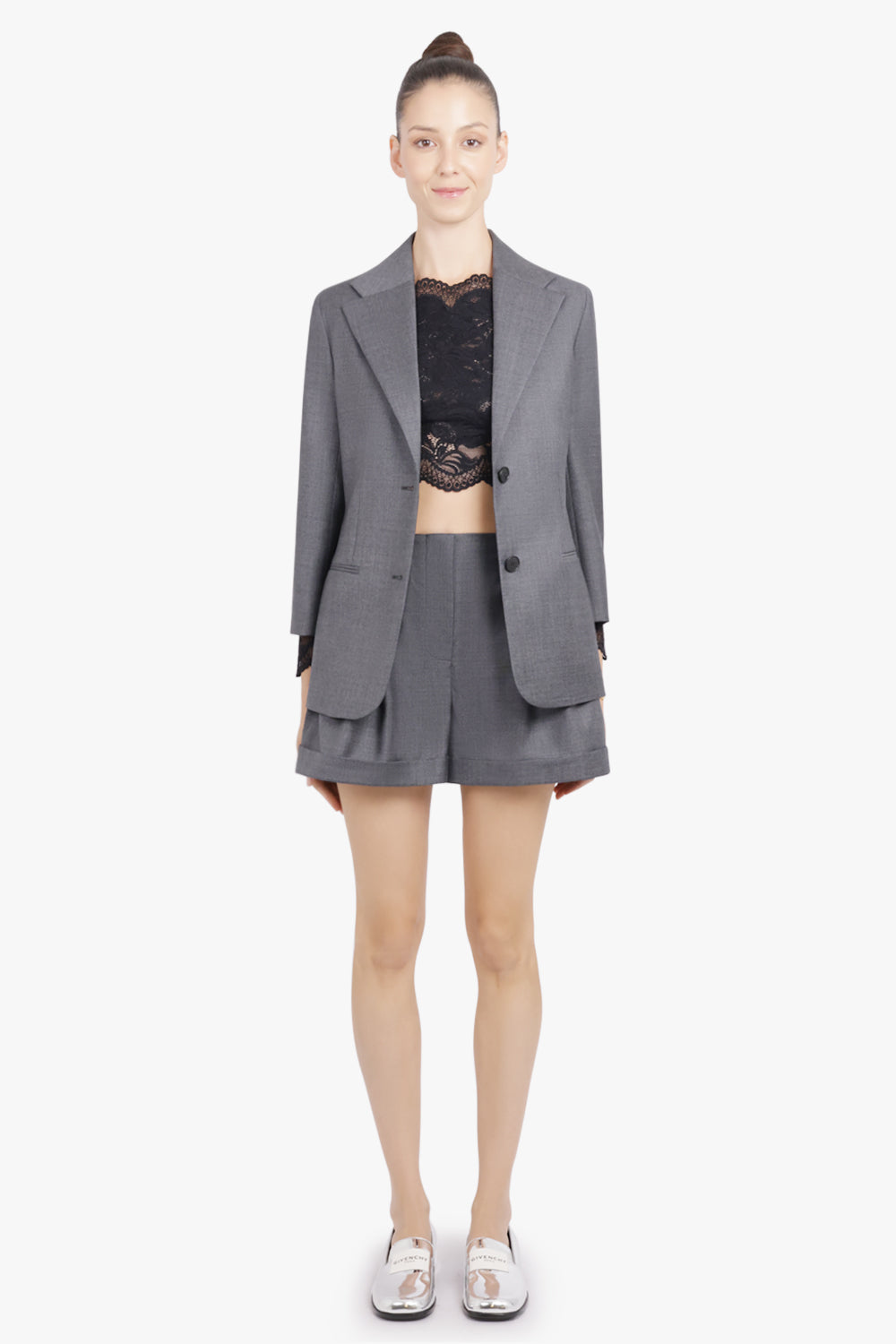 GIVENCHY RTW Structured Double Breasted Jacket | Grey Mix