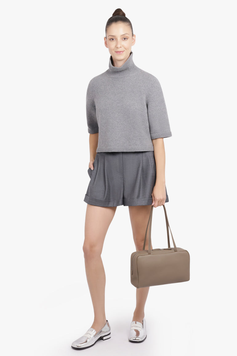 THE ROW BAGS Neutral / Smoked Taupe Astra Grain Shoulder Bowling Bag | Smoked Taupe