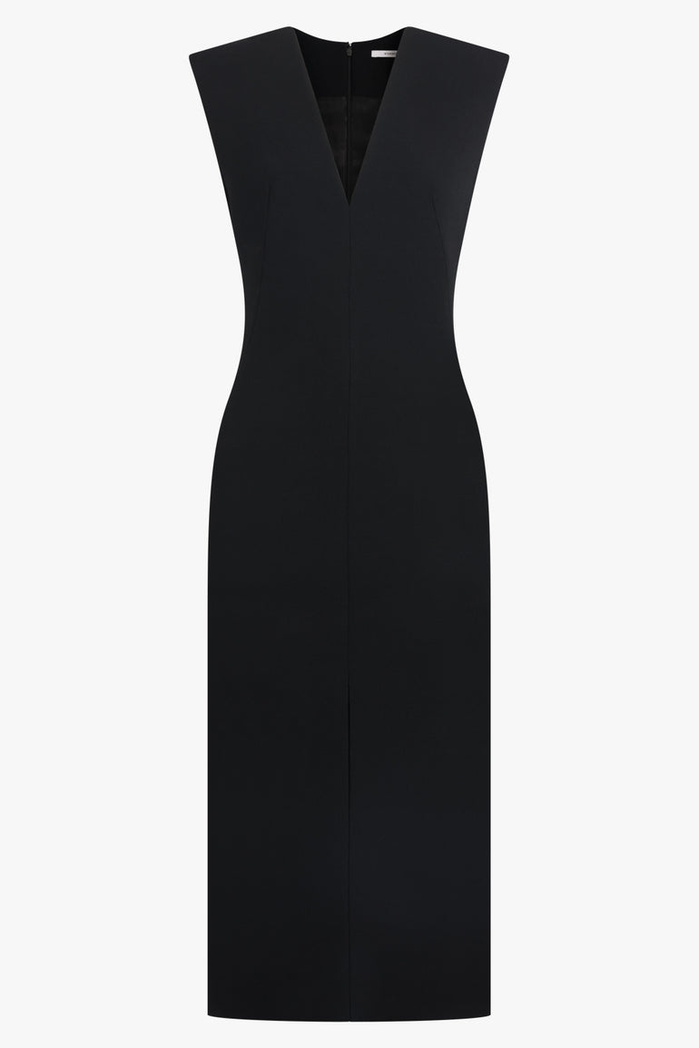 GIVENCHY RTW Structured Sleevless V-Neck Midi Dress | Black