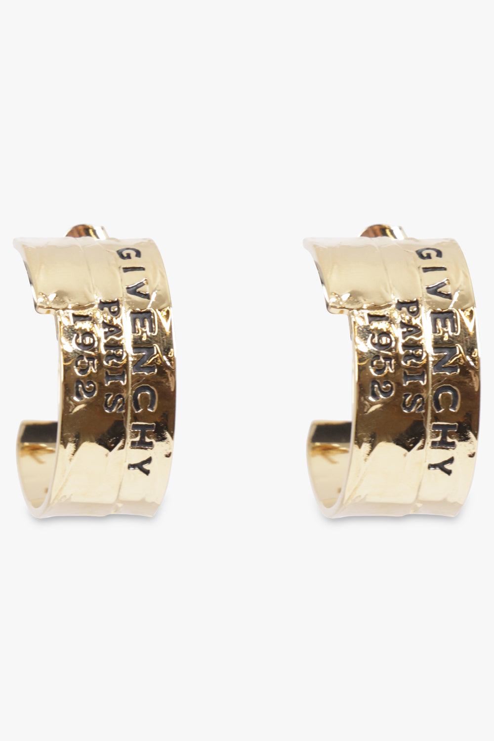 GIVENCHY JEWELLERY GOLD / Antic Golden Givenchy Tape Hoop Earrings | Antic Golden