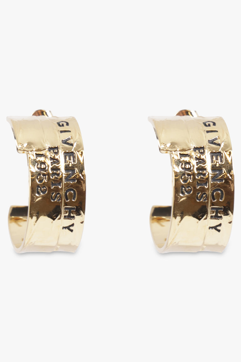 GIVENCHY JEWELLERY GOLD / Antic Golden Givenchy Tape Hoop Earrings | Antic Golden