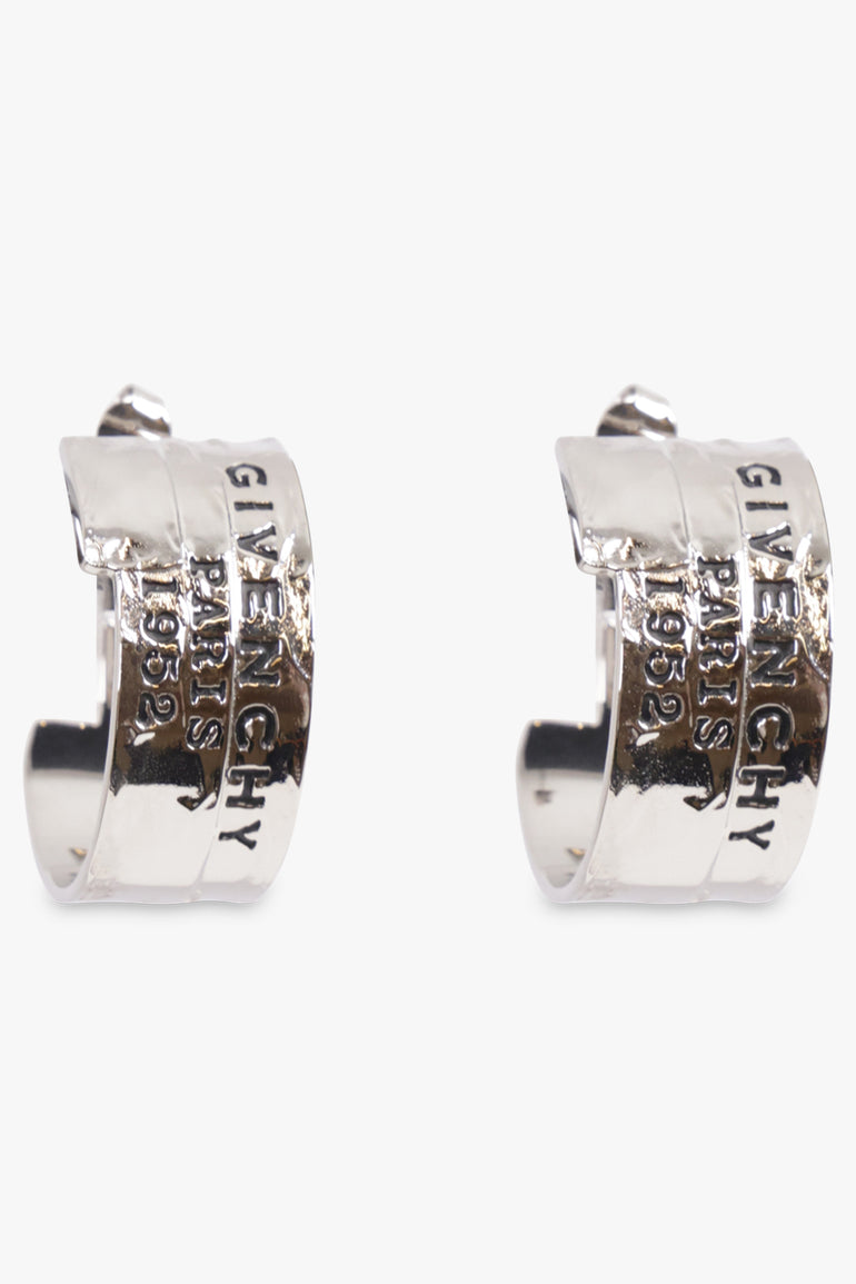 GIVENCHY JEWELLERY SILVER / Antic Silvery Givenchy Tape Hoop Earrings | Antic Silvery
