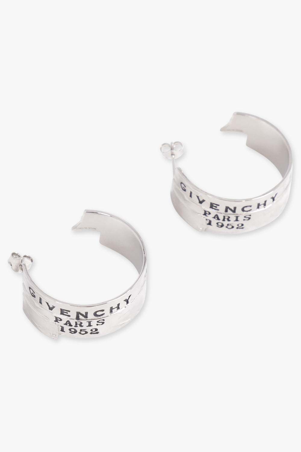 GIVENCHY JEWELLERY SILVER / Antic Silvery Givenchy Tape Hoop Earrings | Antic Silvery