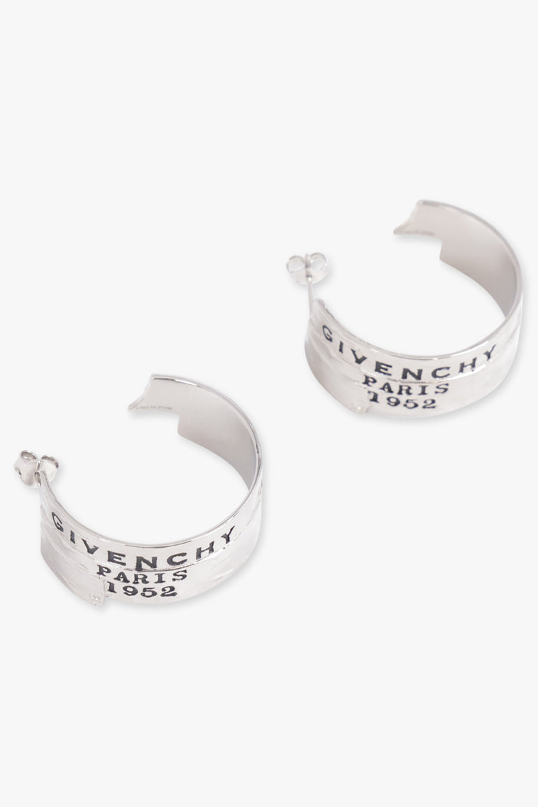 GIVENCHY JEWELLERY SILVER / Antic Silvery Givenchy Tape Hoop Earrings | Antic Silvery