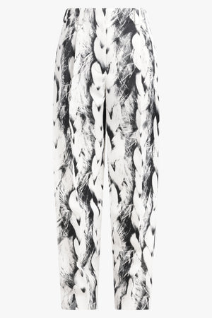 GIVENCHY RTW Double Pleat Wide Leg Plaited Print Pant | Black/White