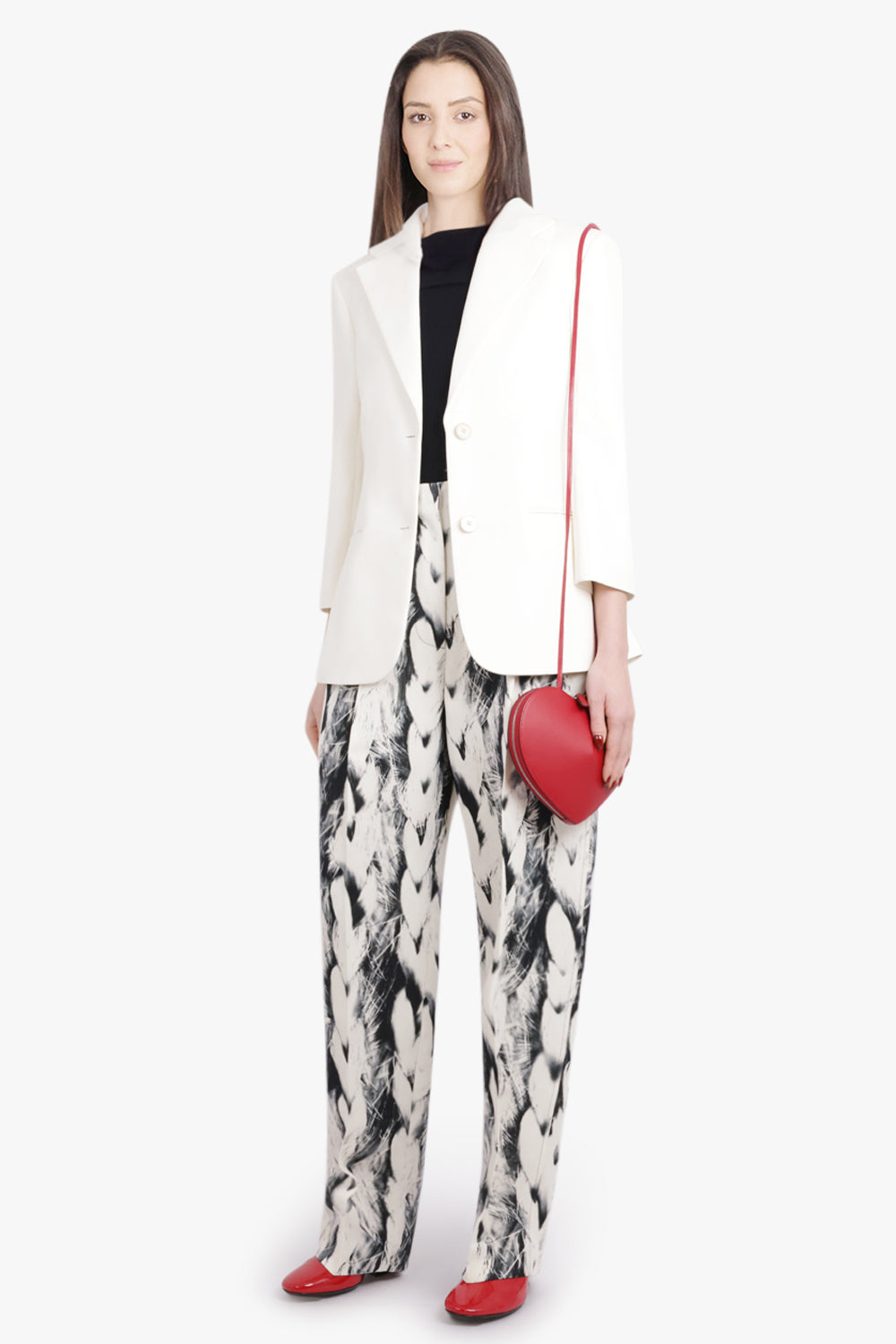 GIVENCHY RTW Double Pleat Wide Leg Plaited Print Pant | Black/White