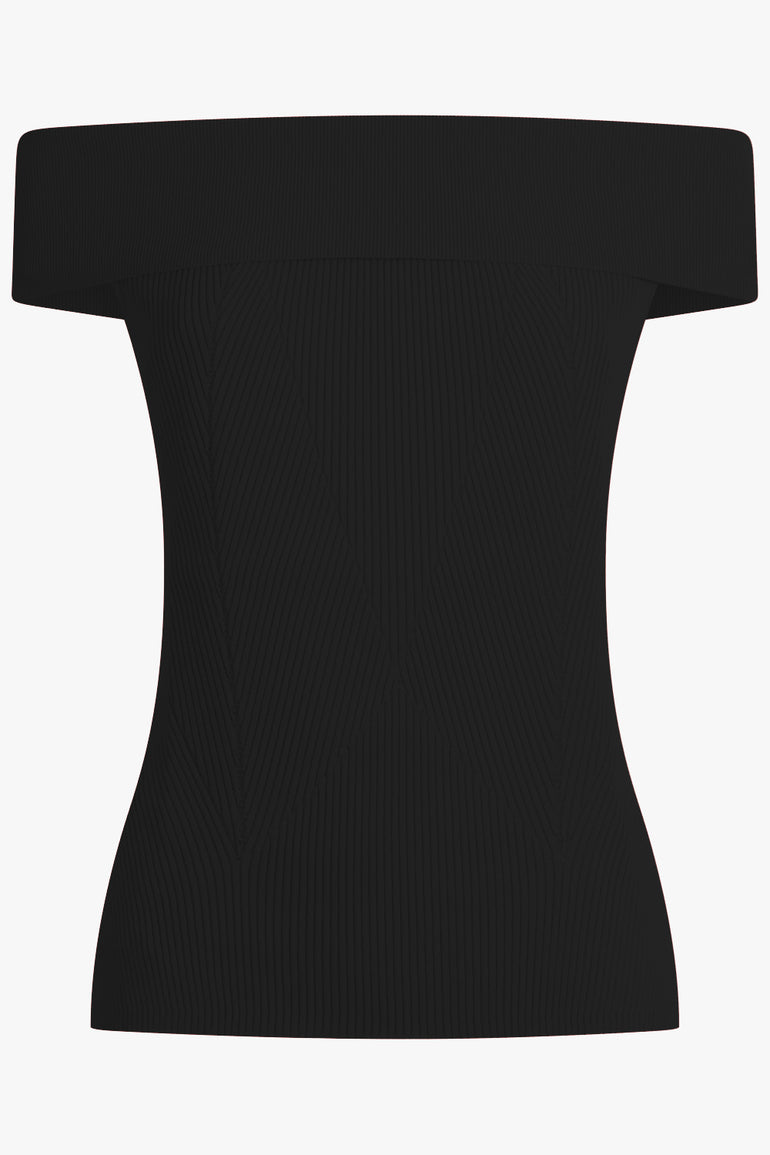 GIVENCHY RTW Off Shoulder Panel Detail Top | Black
