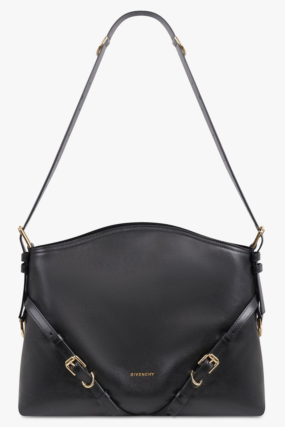 GIVENCHY BAGS BLACK / Black Voyou Medium Shoulder Bag | Black/Gold