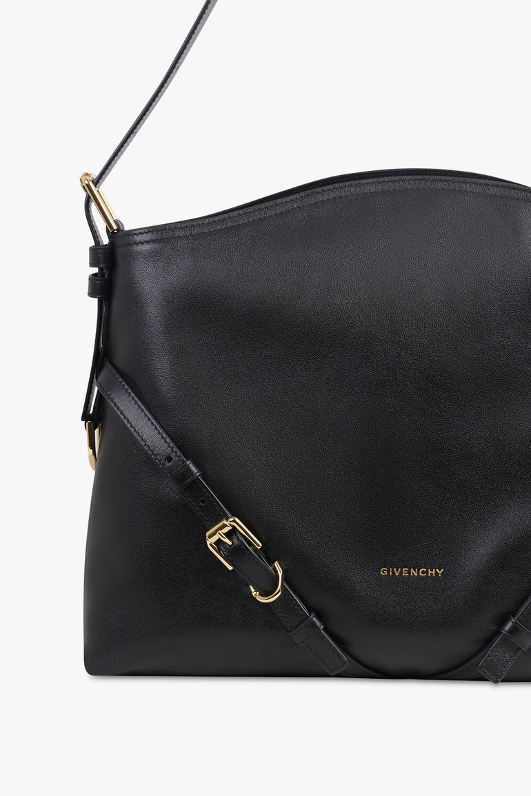 GIVENCHY BAGS BLACK / Black Voyou Medium Shoulder Bag | Black/Gold