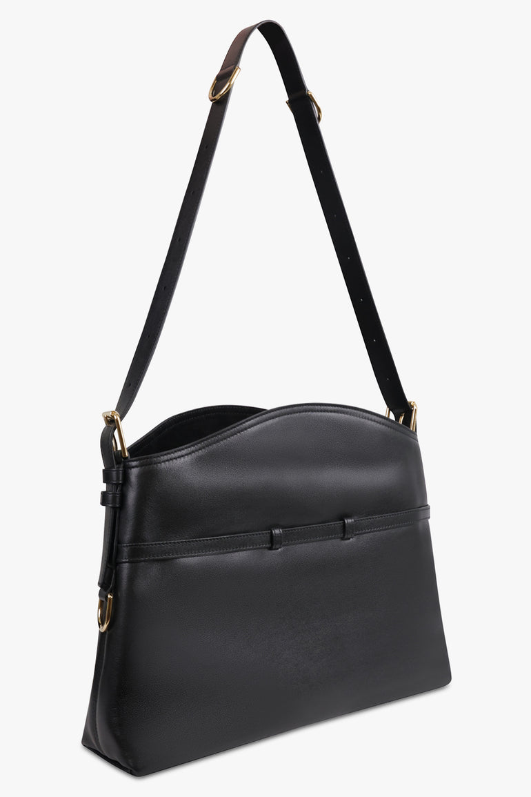 GIVENCHY BAGS BLACK / Black Voyou Medium Shoulder Bag | Black/Gold