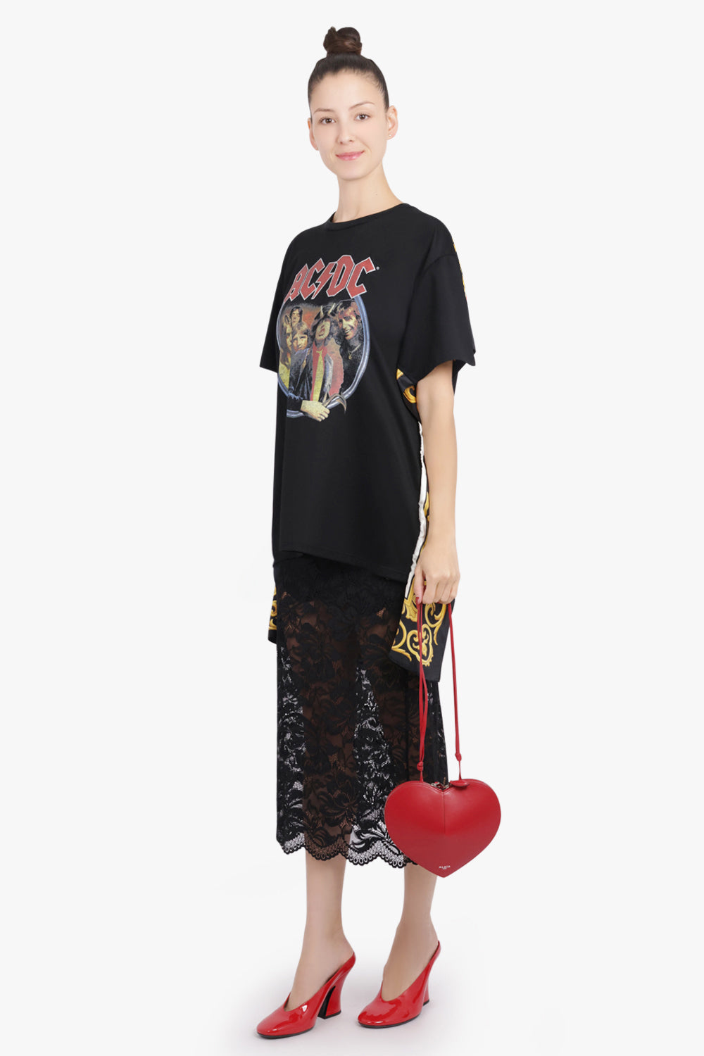 JUNYA WATANABE RTW ACDC X Versace Scarf Panel S/S T-Shirt | Black/Multi