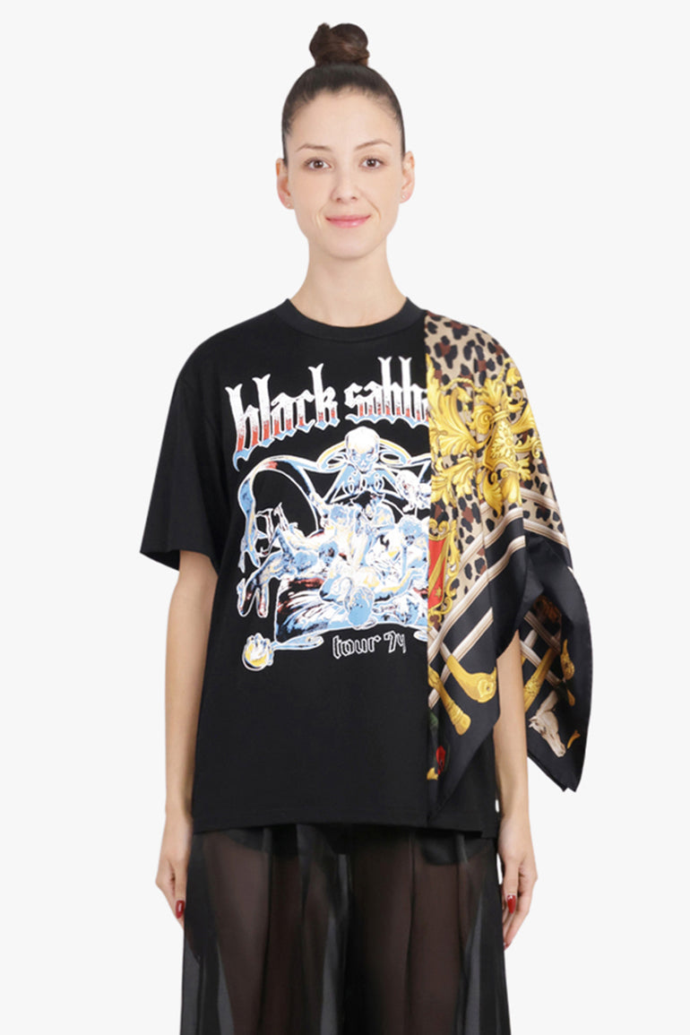 JUNYA WATANABE RTW Black Sabbath X Versace Scarf Panel S/S T-Shirt | Black/Multi