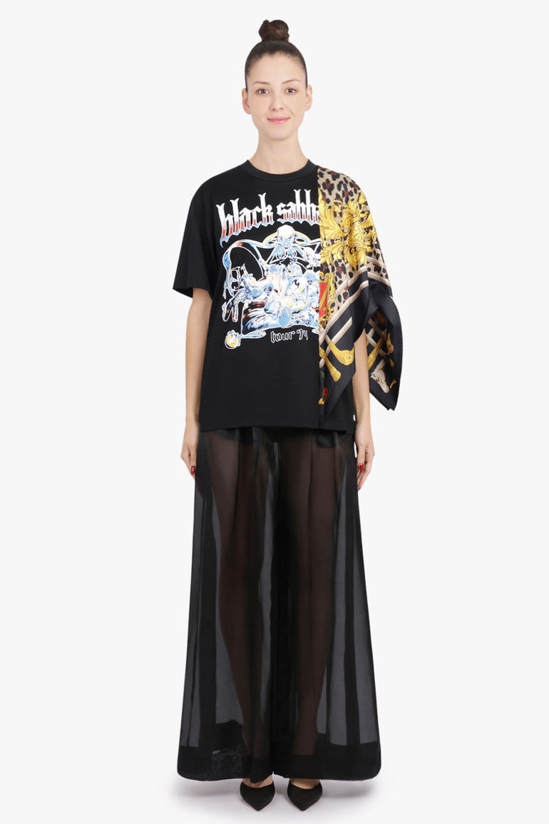 JUNYA WATANABE RTW Black Sabbath X Versace Scarf Panel S/S T-Shirt | Black/Multi