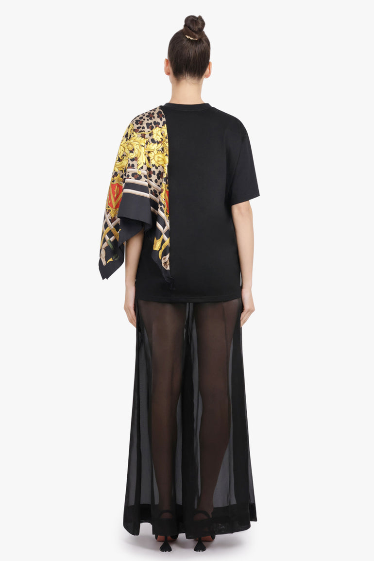 JUNYA WATANABE RTW Black Sabbath X Versace Scarf Panel S/S T-Shirt | Black/Multi