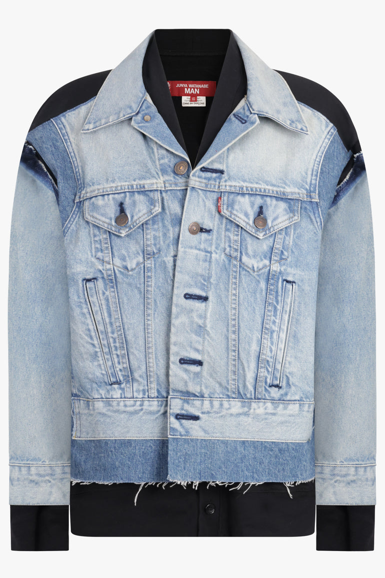 JUNYA WATANABE RTW Cardigan Style Denim Overlay Jacket | Washed Indigo/Black
