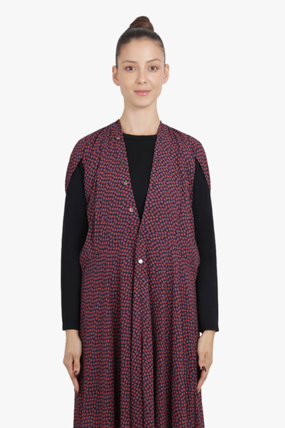 JUNYA WATANABE RTW Layer Knit X L/S Floral Print Midi Dress | Black/Multi