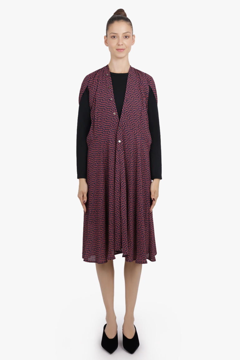 JUNYA WATANABE RTW Layer Knit X L/S Floral Print Midi Dress | Black/Multi