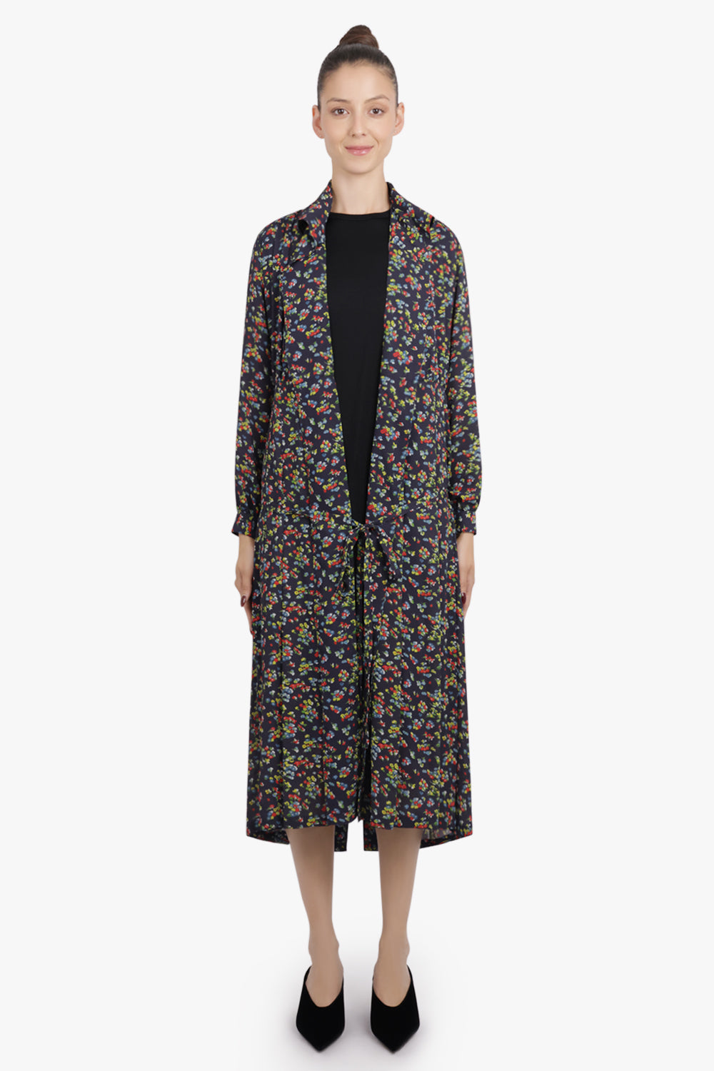 JUNYA WATANABE RTW Layer L/S Knit X Floral Print Midi Dress | Purple/Black