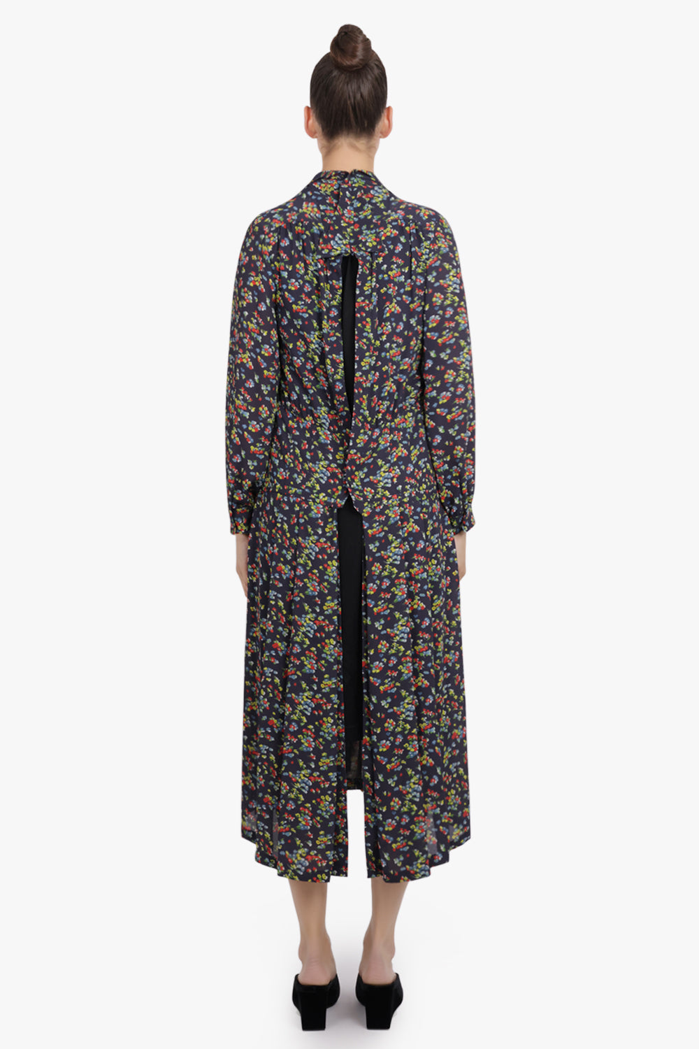 JUNYA WATANABE RTW Layer L/S Knit X Floral Print Midi Dress | Purple/Black