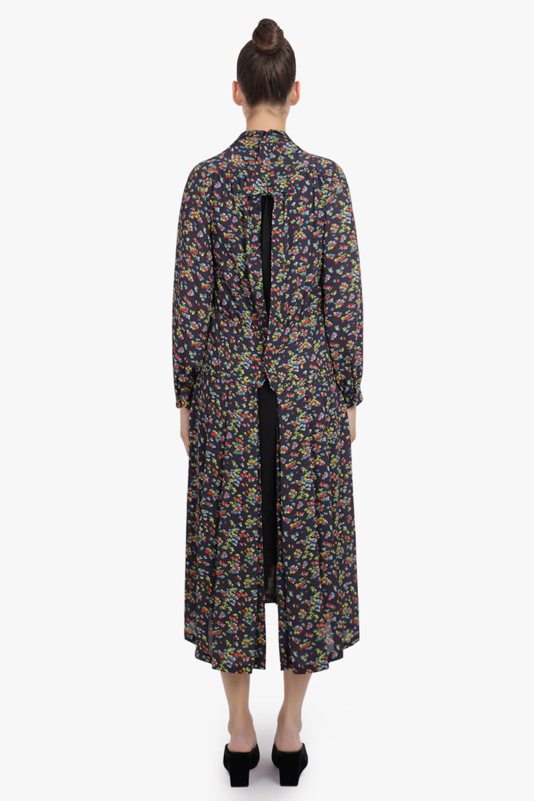 JUNYA WATANABE RTW Layer L/S Knit X Floral Print Midi Dress | Purple/Black