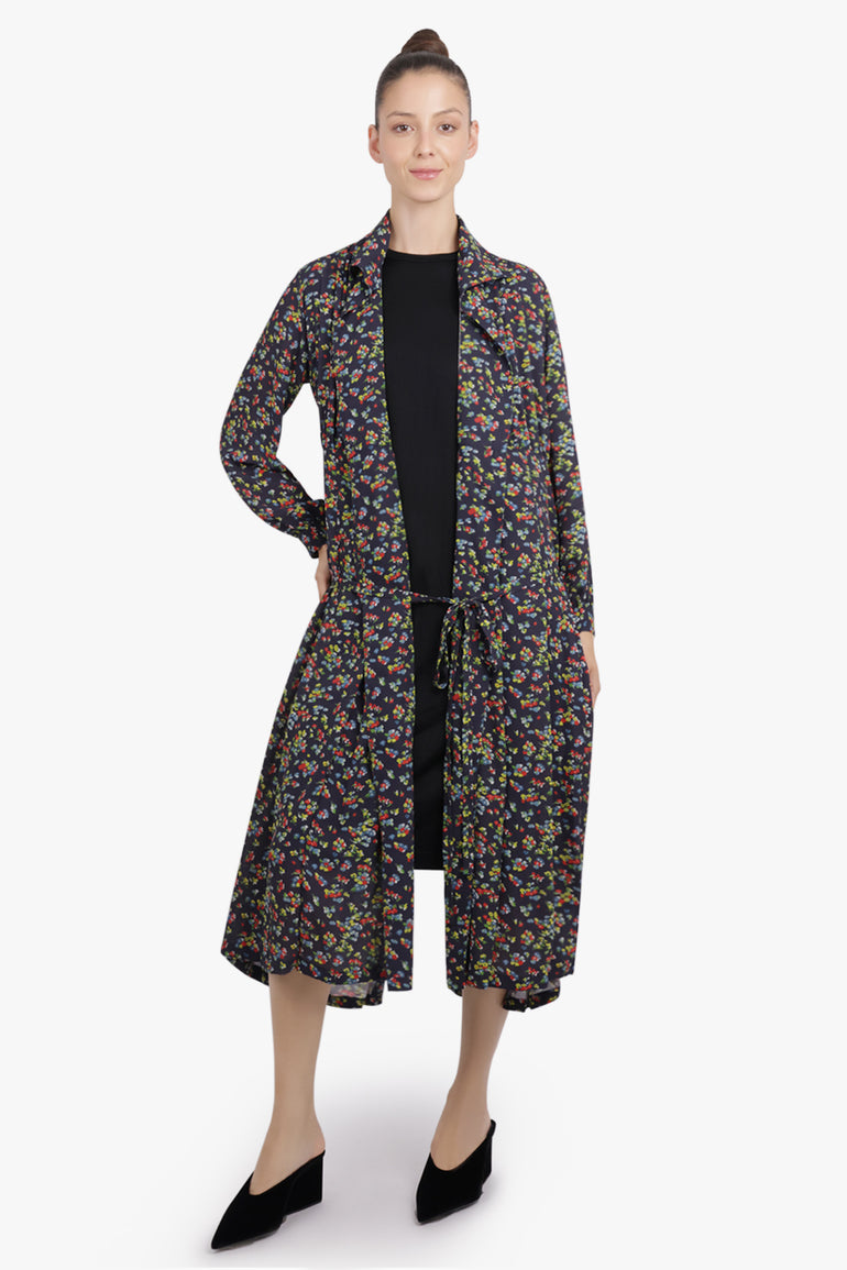 JUNYA WATANABE RTW Layer L/S Knit X Floral Print Midi Dress | Purple/Black