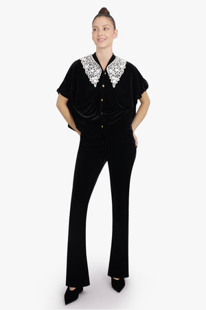JUNYA WATANABE RTW Velvet Low Rise Flare Pant | Black