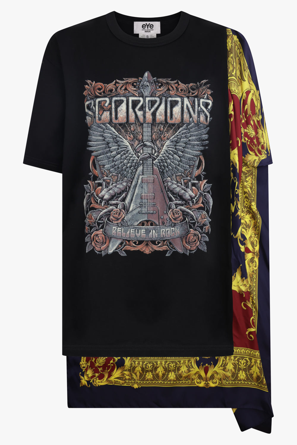 JUNYA WATANABE RTW Scorpions X Versace Scarf Panel S/S T-Shirt | Black/Multi