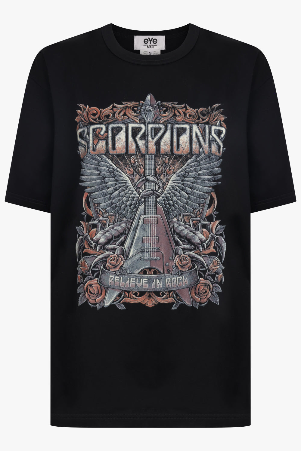 JUNYA WATANABE 22AW SCORPIONS ドッキング Tシャツ Junya Watanabe MAN Men's Scorpions Print T-Shirt in Black Junya