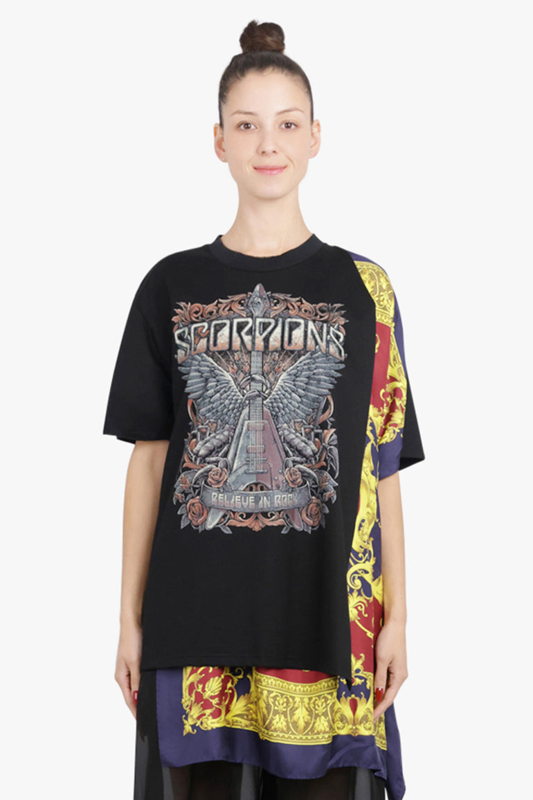 JUNYA WATANABE RTW Scorpions X Versace Scarf Panel S/S T-Shirt | Black/Multi