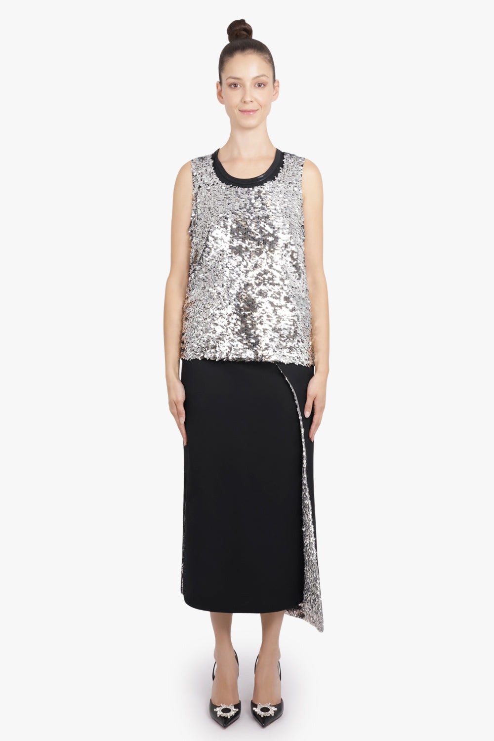 JUNYA WATANABE RTW Sequin Sleeveless Top | Silver/Black