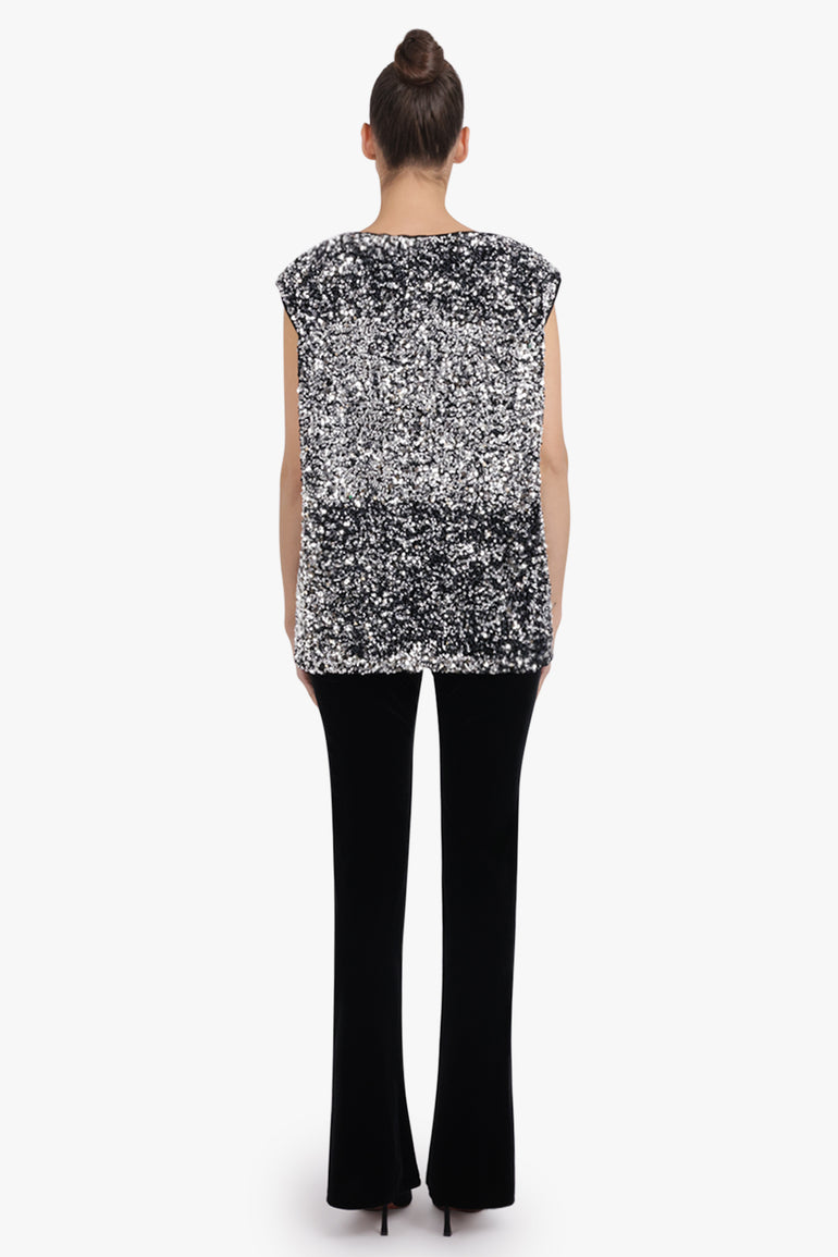 JUNYA WATANABE RTW Sleeveless Sequin Knit Top | Black/Silver