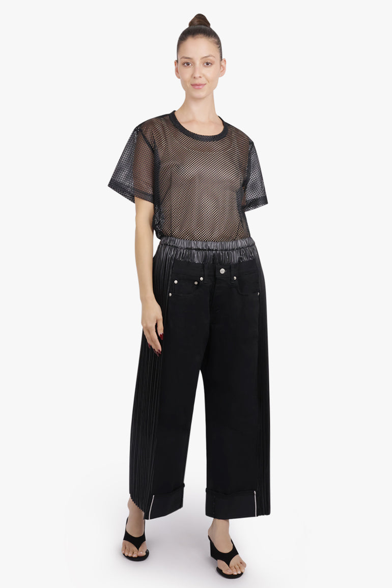 JUNYA WATANABE RTW X Levi's Pleated Panel Cropped Denim Jeans | Black