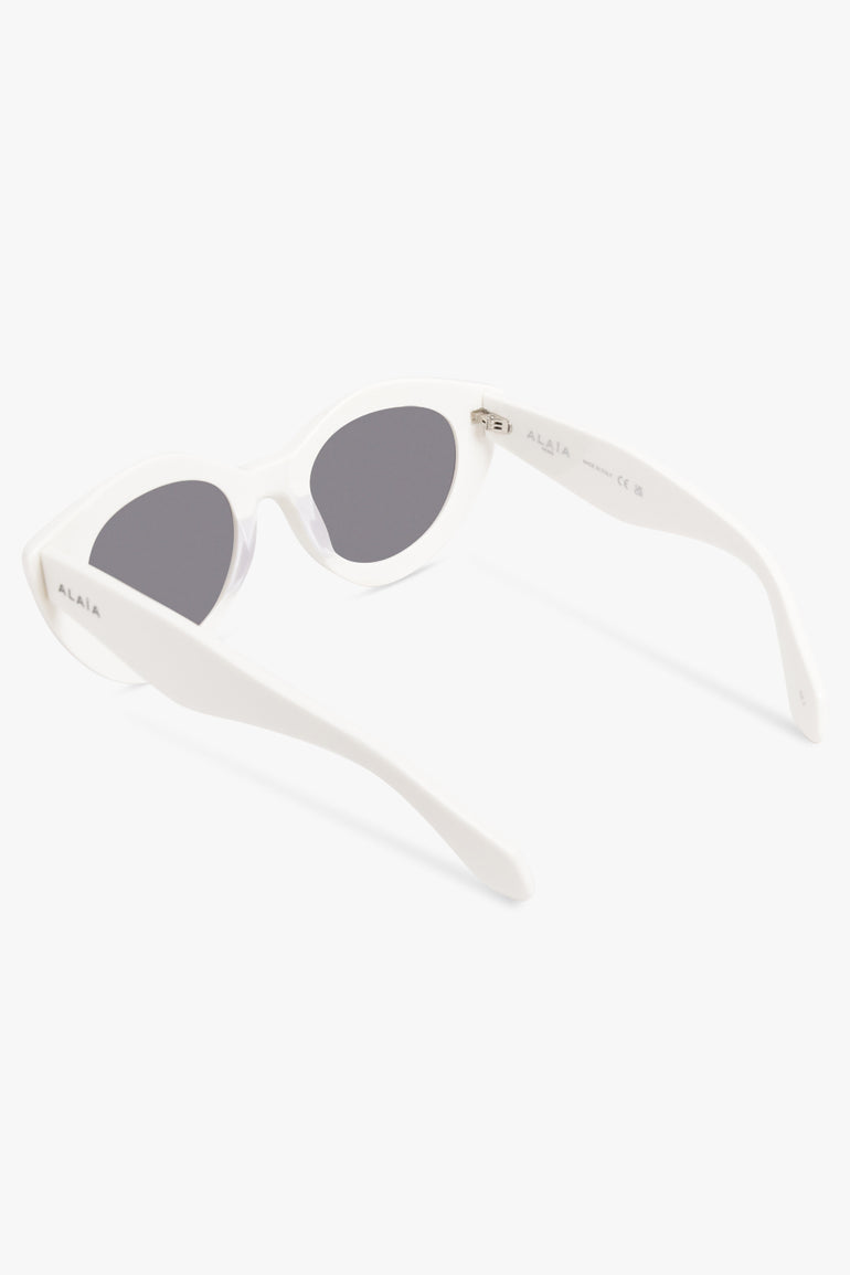 ALAIA Accessories White / White AA0091S Round Cat Eye Sunglasses | White