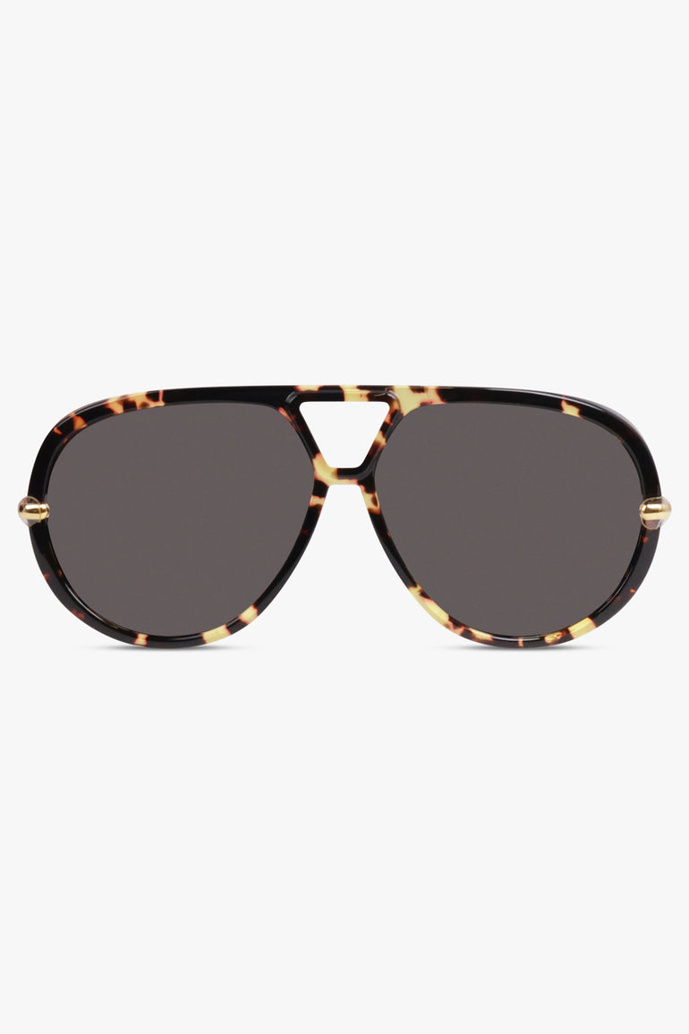 BOTTEGA VENETA Accessories Black / Black/Gold BV1273S Round Aviator Sunglasses | Black/Gold