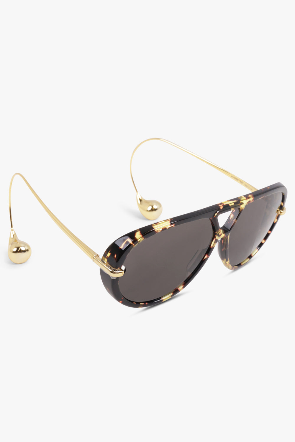 BOTTEGA VENETA Accessories Black / Black/Gold BV1273S Round Aviator Sunglasses | Black/Gold