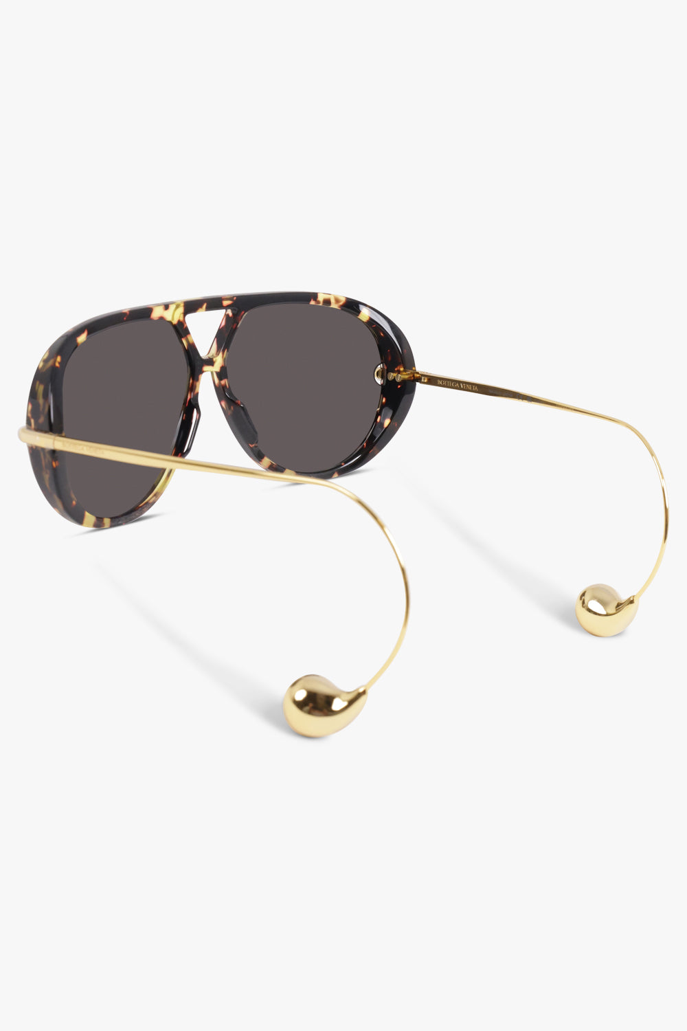 BOTTEGA VENETA Accessories Black / Black/Gold BV1273S Round Aviator Sunglasses | Black/Gold