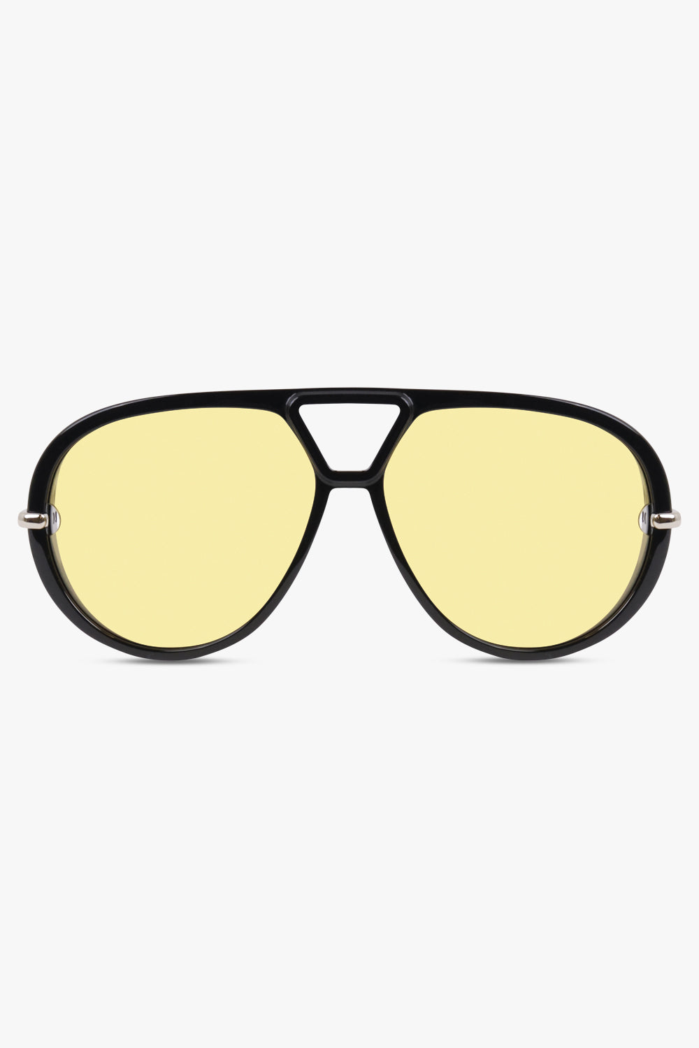 BOTTEGA VENETA Accessories Black / Black/Yellow BV1274S Round Aviator Sunglasses | Black/Yellow