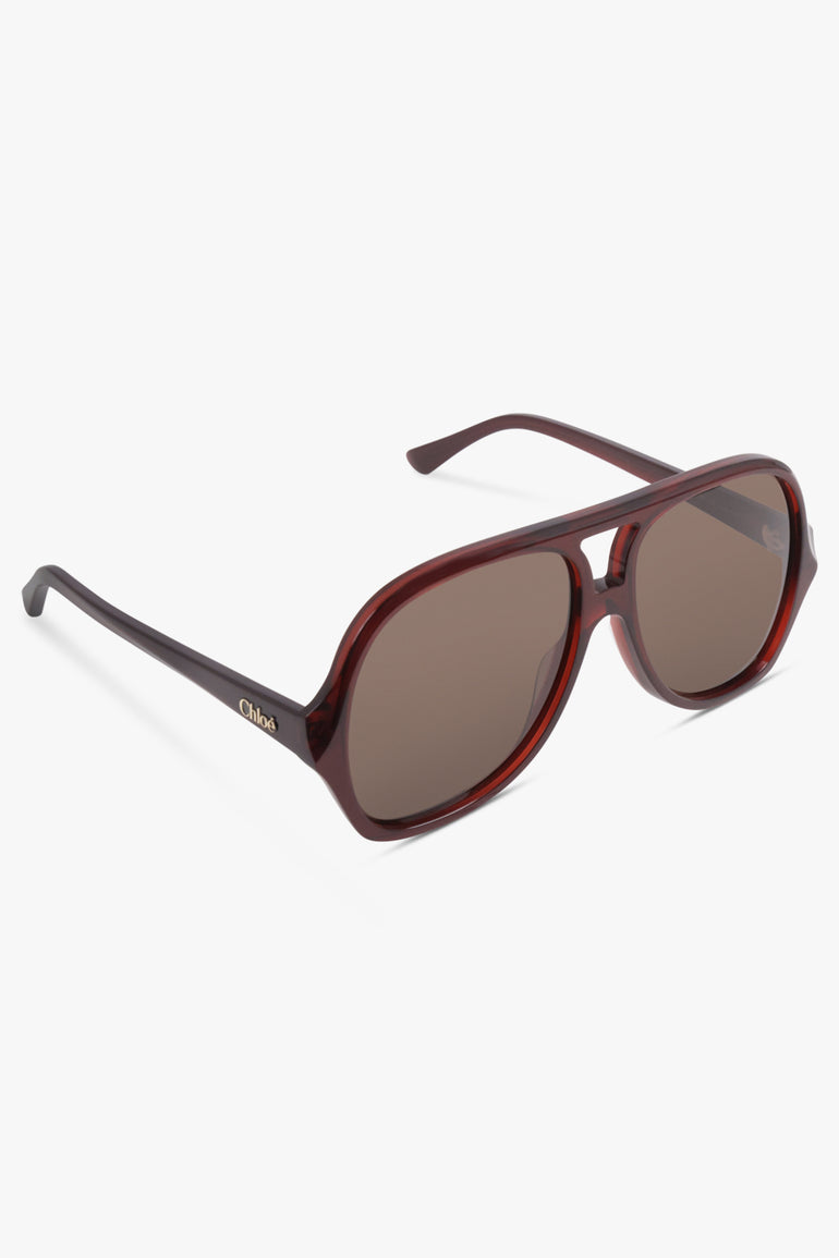 CHLOE Accessories Brown / BROWN-BROWN-BROWN CH0289S Square Aviator Sunglasses | Brown