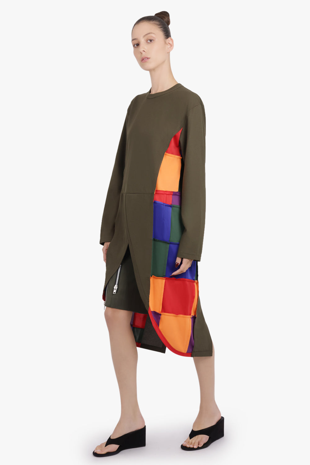 COMME DES GARCONS HOMME PLUS RTW L/S Crossover Tails Panel T-Shirt | Khaki/Multi