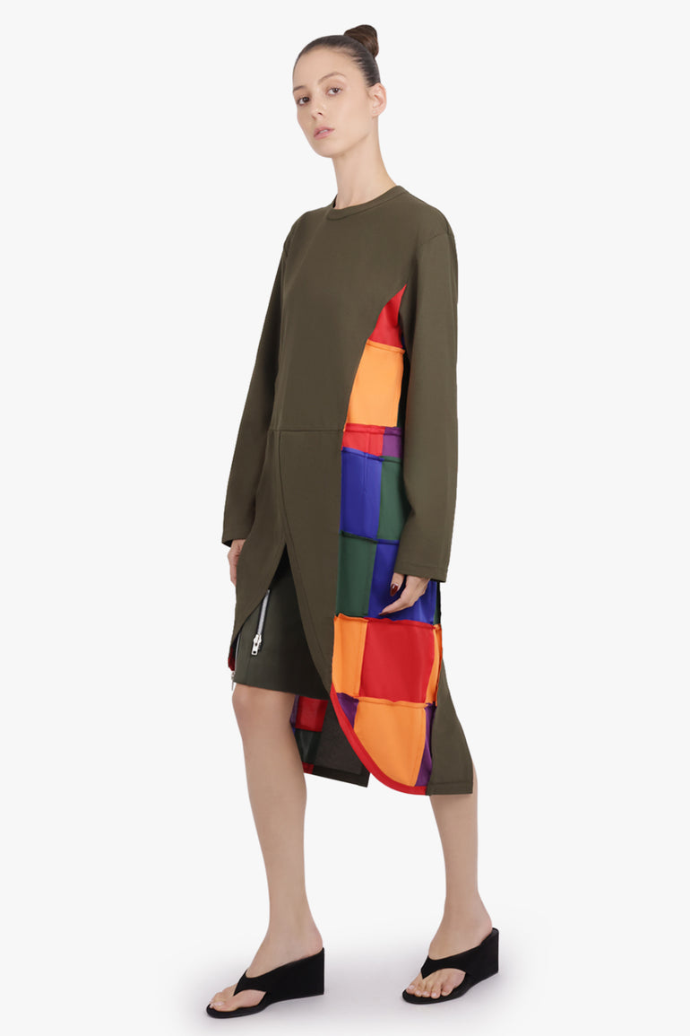 COMME DES GARCONS HOMME PLUS RTW L/S Crossover Tails Panel T-Shirt | Khaki/Multi