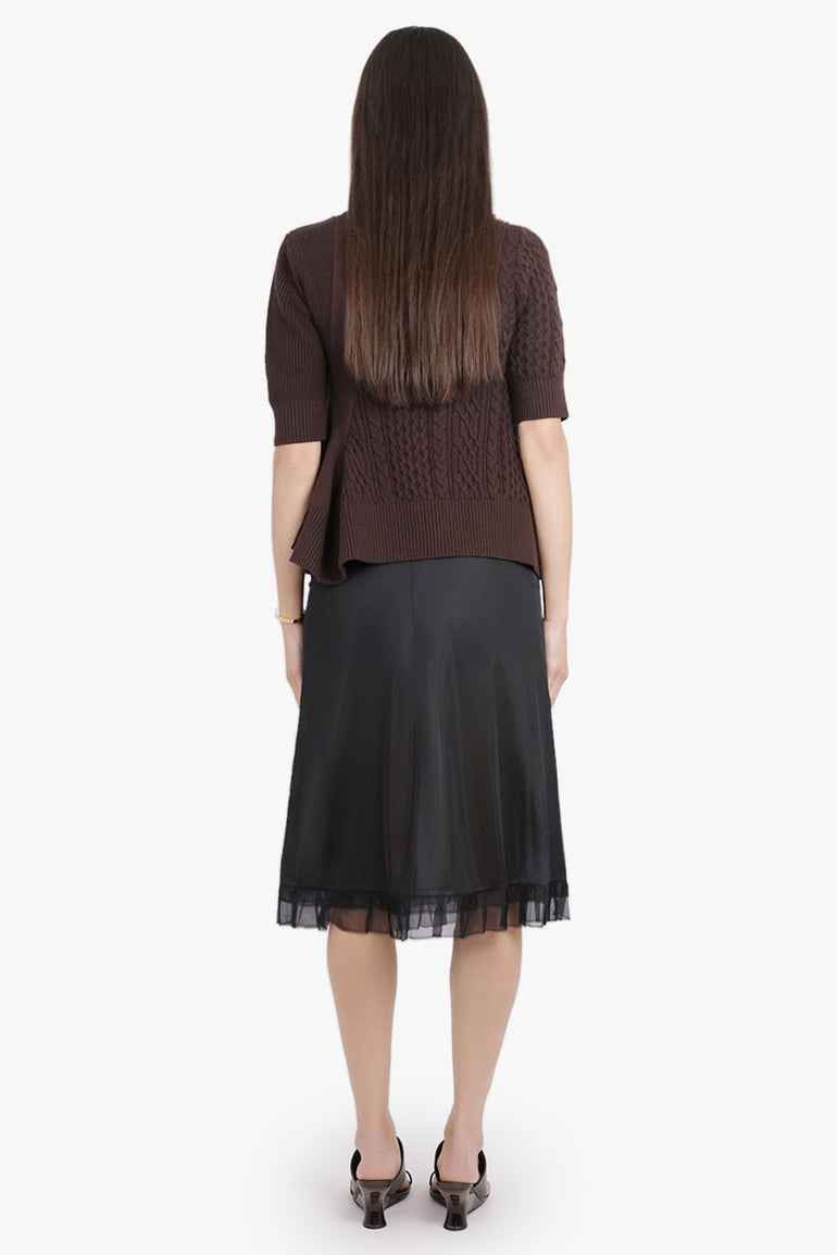 MAISON MARGIELA RTW Layered Midi Skirt With Check Underlay | Black/Brown