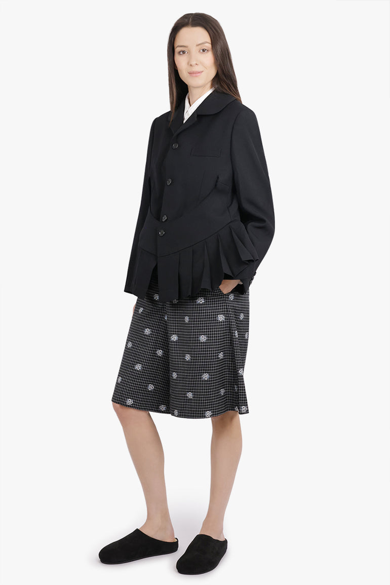 COMME DES GARCONS HOMME PLUS RTW Check Print Short With Flower Embellishment | Black/White