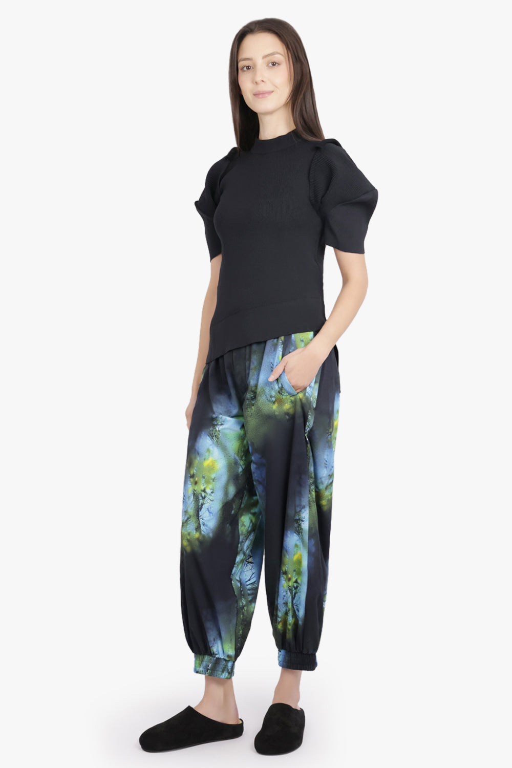 Y-3 RTW Loose Fit Blurred Photo Print Pant | Black/Blue/Green