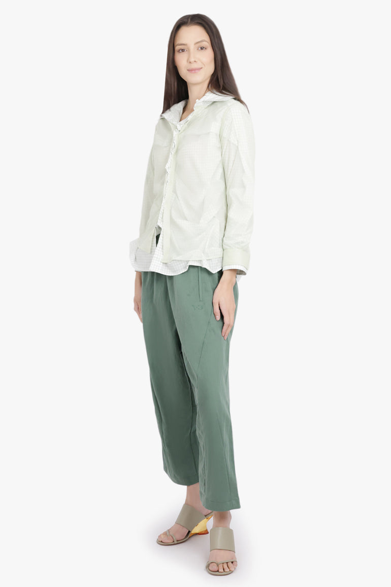 MAISON MARGIELA RTW Layered L/S Shirt with Check Ruching Detail | Green/White