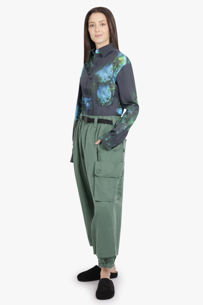 Y-3 RTW Loose Fit Cuffed Cargo Pant With Oversized Pockets | Green