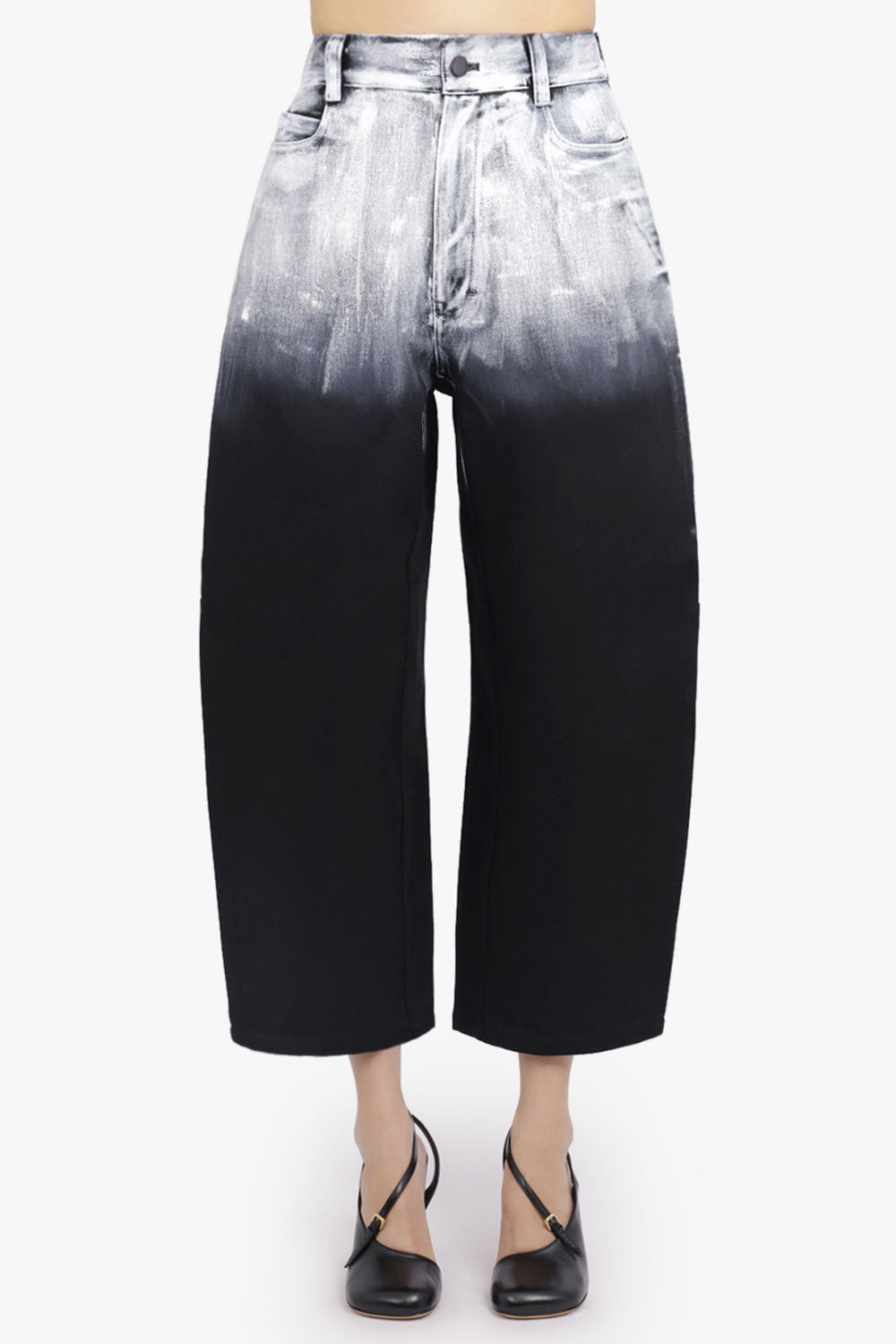 MELITTA BAUMEISTER RTW Crop Denim Balloon Leg Ombre Pant | Black/White