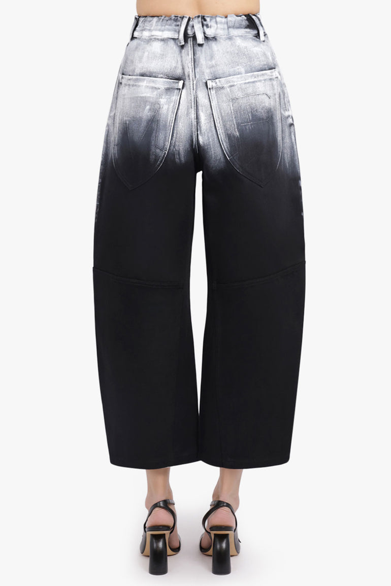 MELITTA BAUMEISTER RTW Crop Denim Balloon Leg Ombre Pant | Black/White
